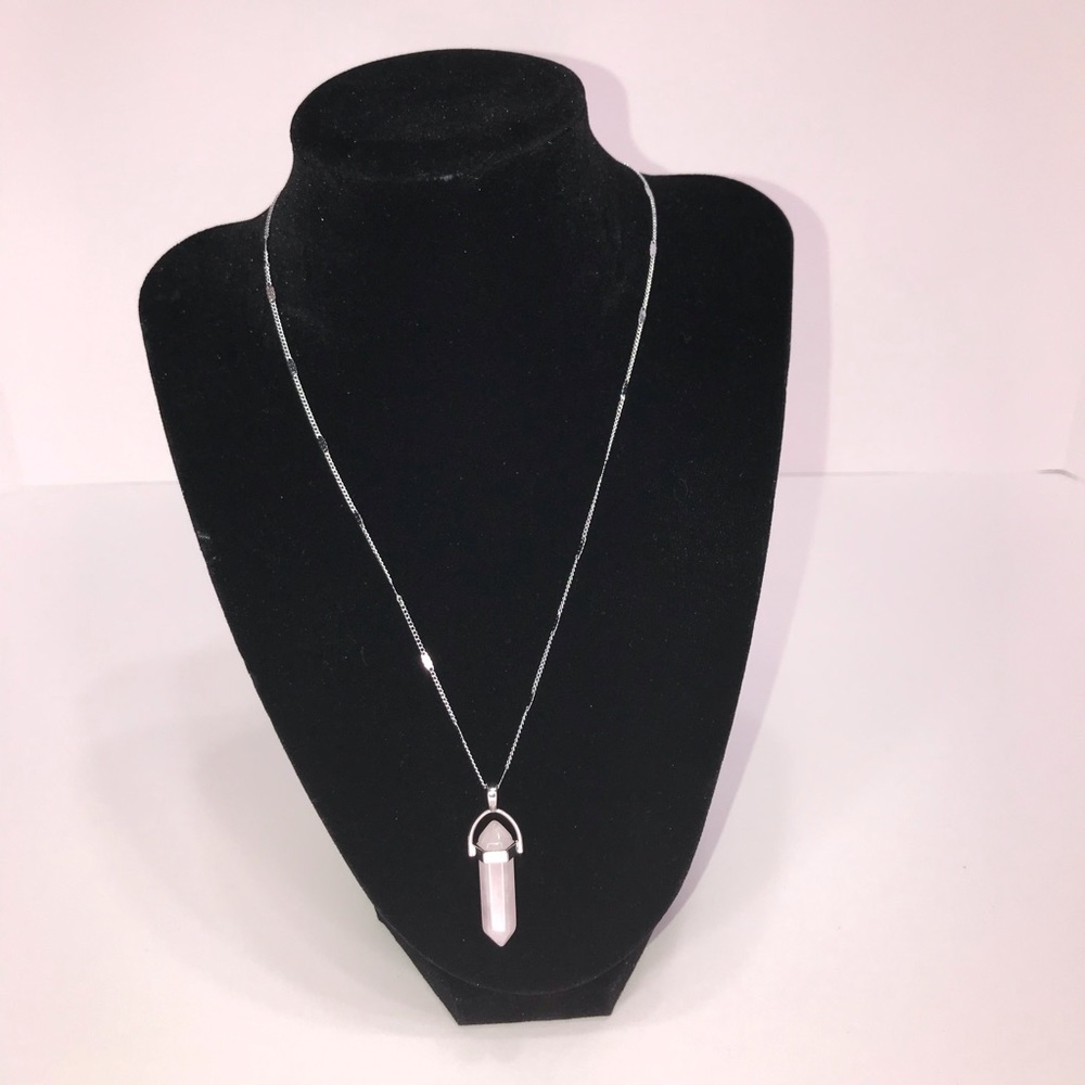 BOGO Pink Crystal Silver Necklace NIP